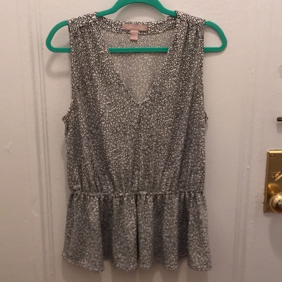 Tops - White with navy dots peplum blouse